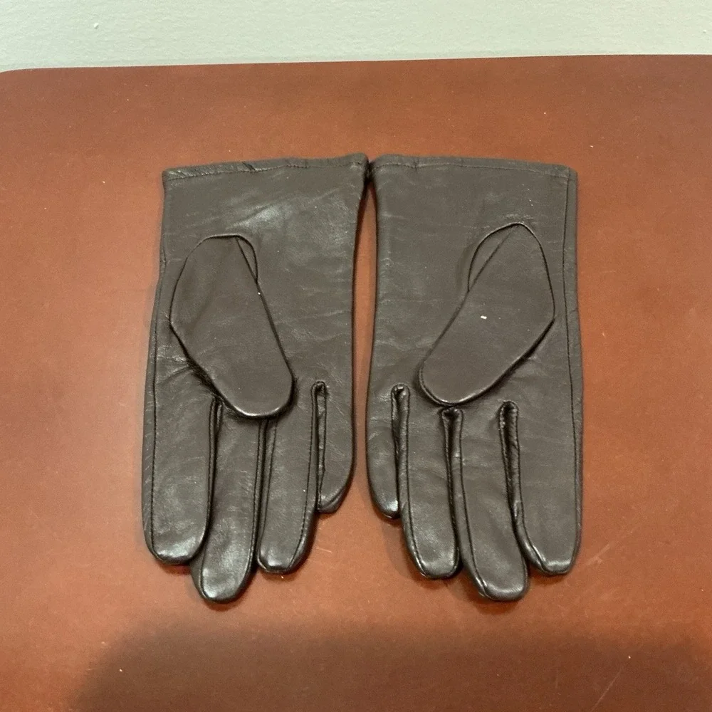 Merona Womens Brown Leather Gloves‎ With Stitching Accents Size S/M Classic